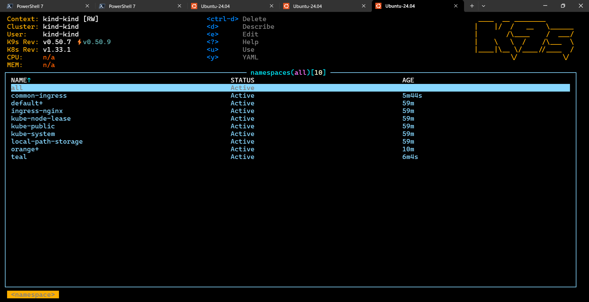 k9s namespaces